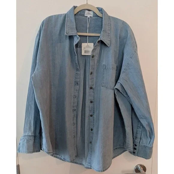 NWT One Wednesday Jilly Box Chambray Shirt - Picture 2 of 5